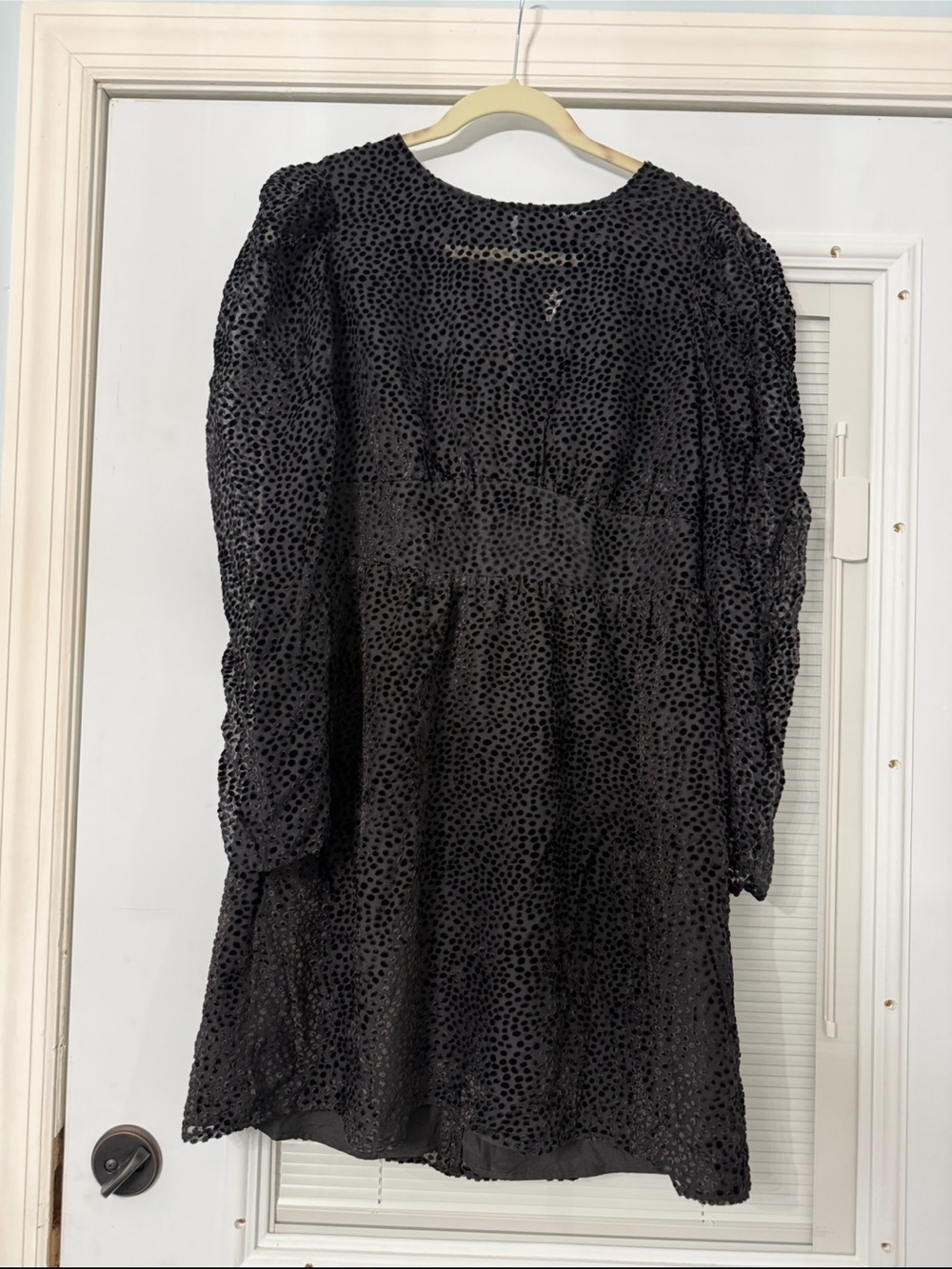 Express Black Textured Dot Mini Dress with Long Sleeves size medium NWT